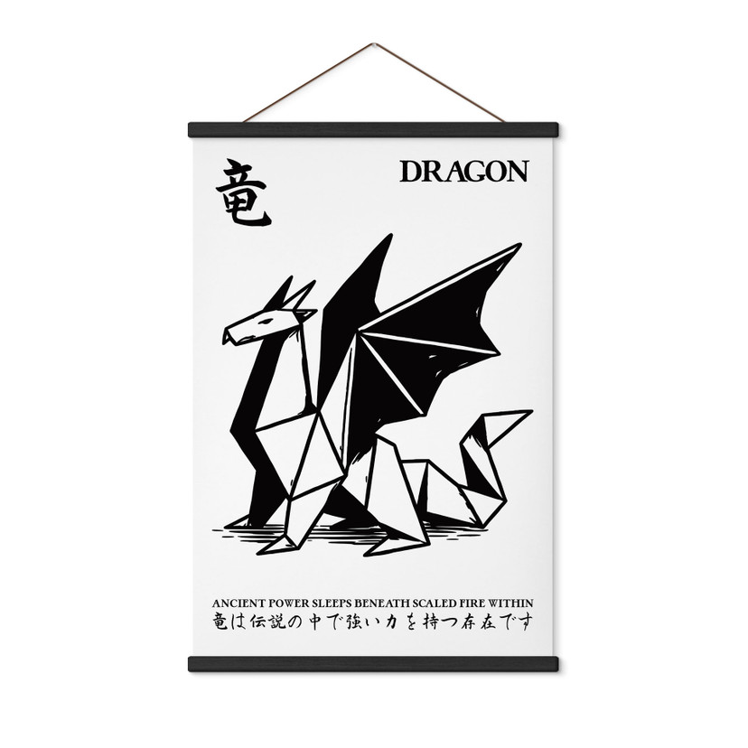 Textielposter Geometrische Draak Origami - Krygowski