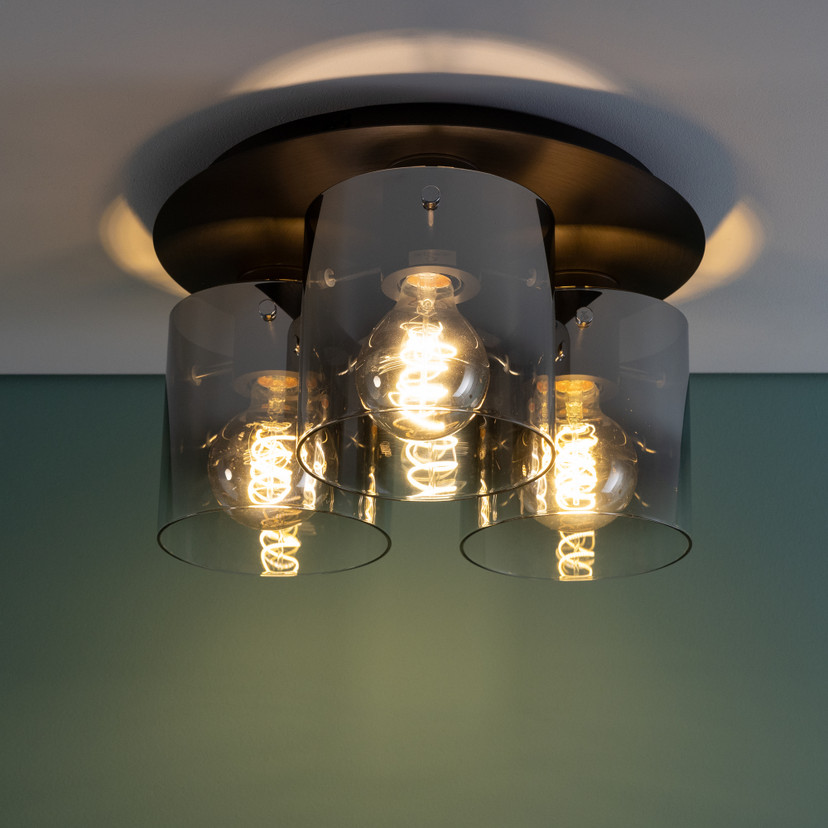 Deckenleuchte Benett, braun, Ø 35 cm, Glas Deckenleuchte