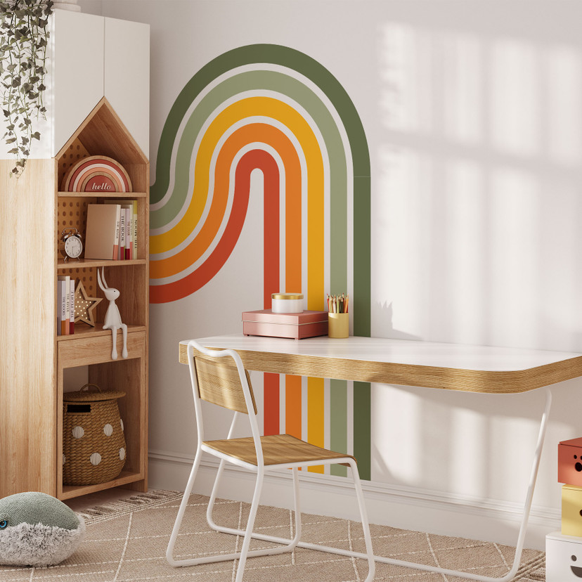 Wallsticker retro stribe form sæt (3 stk.) | regnbuefarver