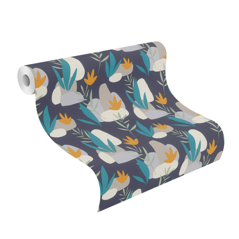 Rasch papier peint intissé, papier peint à motifs Salsa bleu nuit