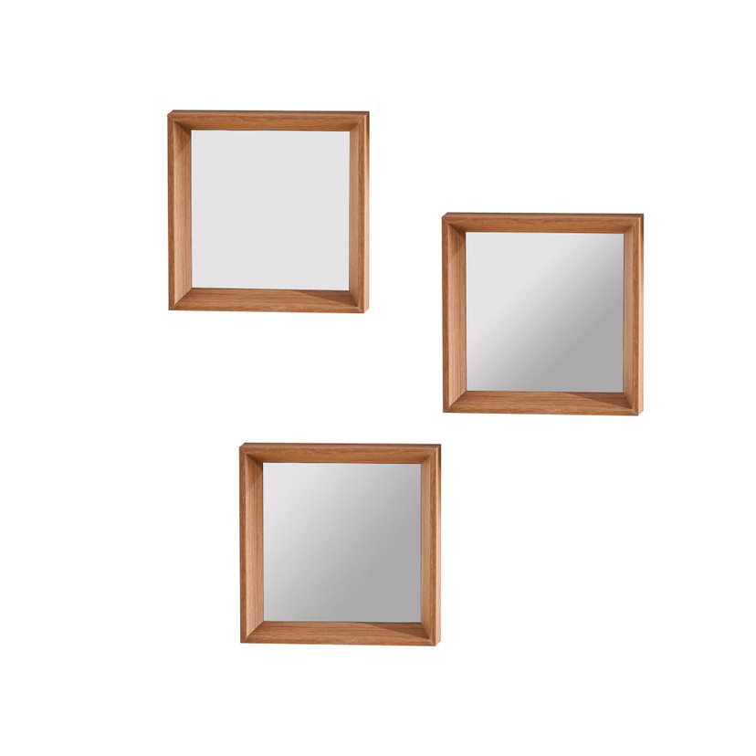 Wandspiegel 3er Set Holz klein - Bangkok - 26x26 cm