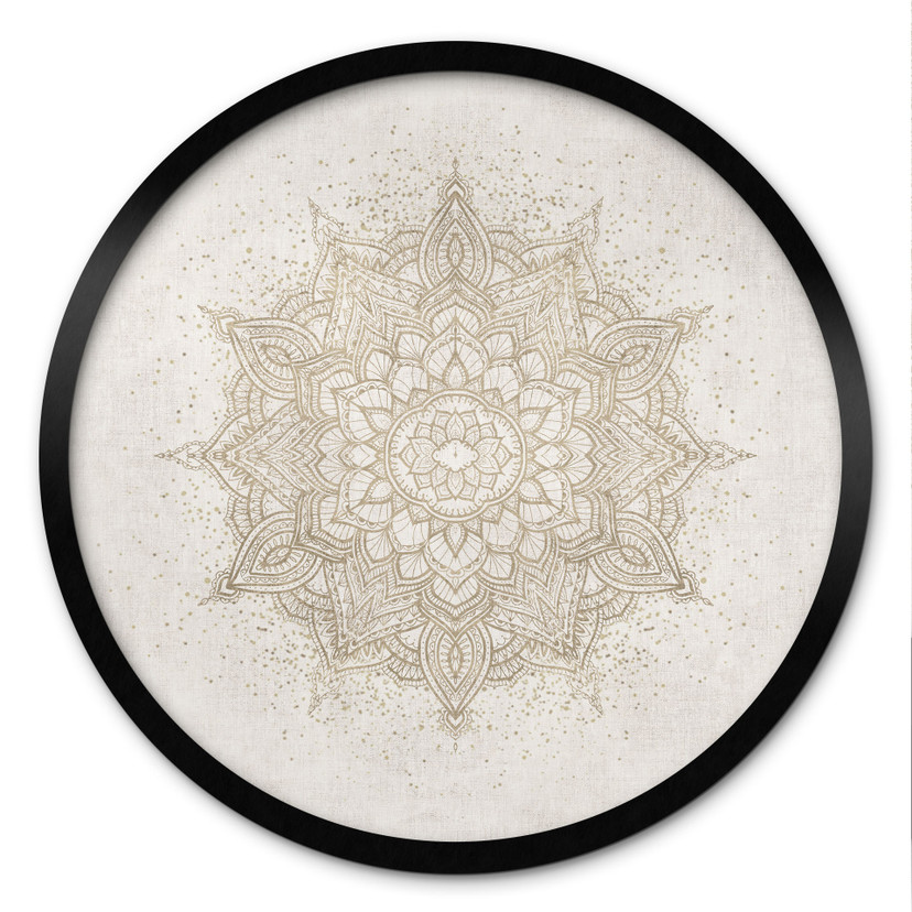 Boho ornament Poster in linnenlook - Bloemdecor - Rond