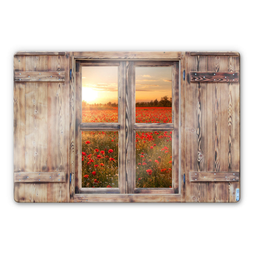 Glasbillede - 3D optisk - Poppy Flowers