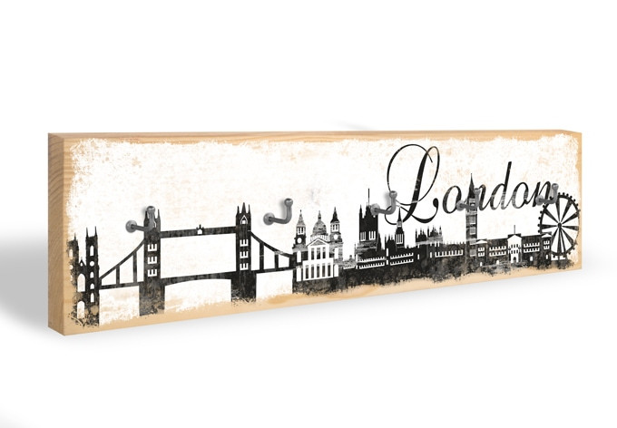 Accroche-clés - Skyline de Londres + 5 crochets