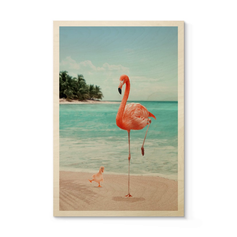 Plakat drewniany Loose - Wannabe Flamingo