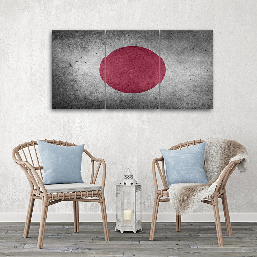 3 stykke lærredstryk, Japans flag