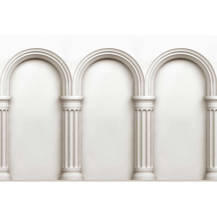 Papier peint architectural à colonnes en blanc crème - Élégant papier peint intissé avec effet 3D