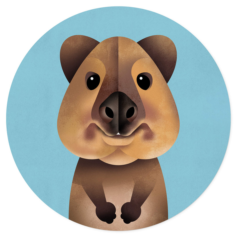 Naklejka na ścianę do pokoju dziecięcego Quokka - okrągły motyw zwierzęcy - brązowy