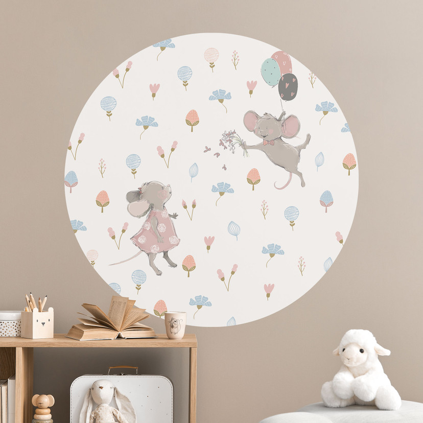 Vinilo decorativo Ratoncitos con globos - UN Designs - Redondo