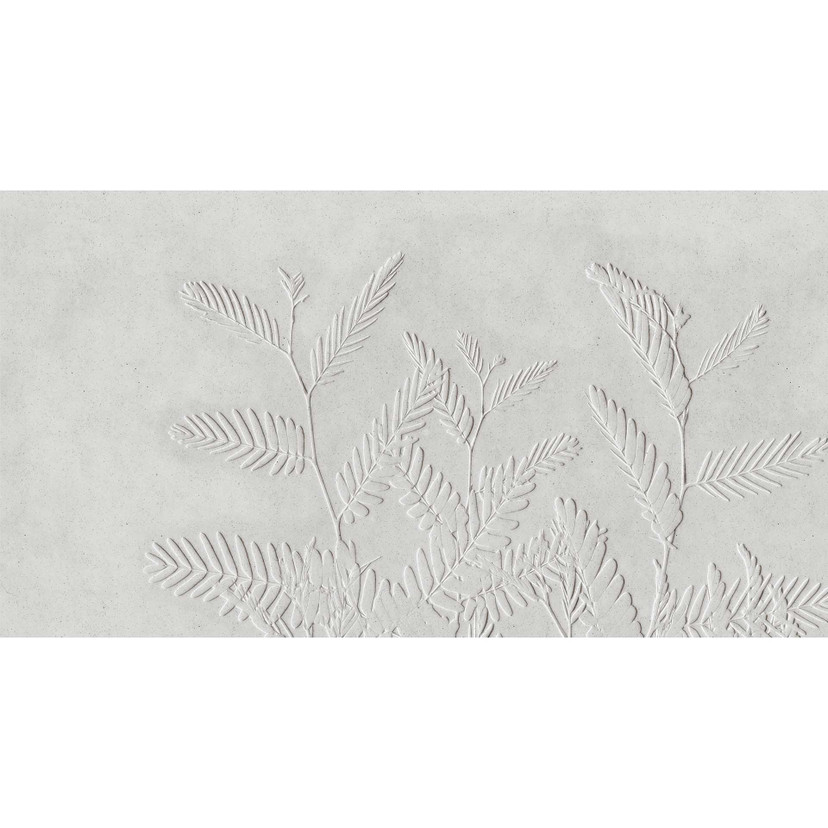 Fototapeta 3D relief liść palmy w kolorze szarym - włóknina