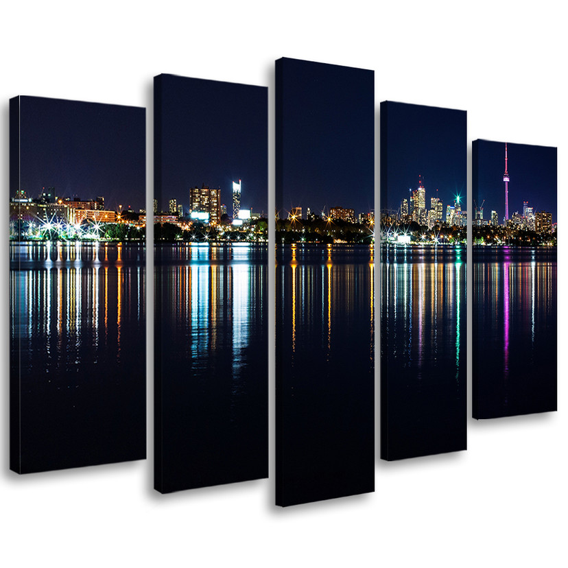 Lærredstryk 5 stykker, New York Skyline