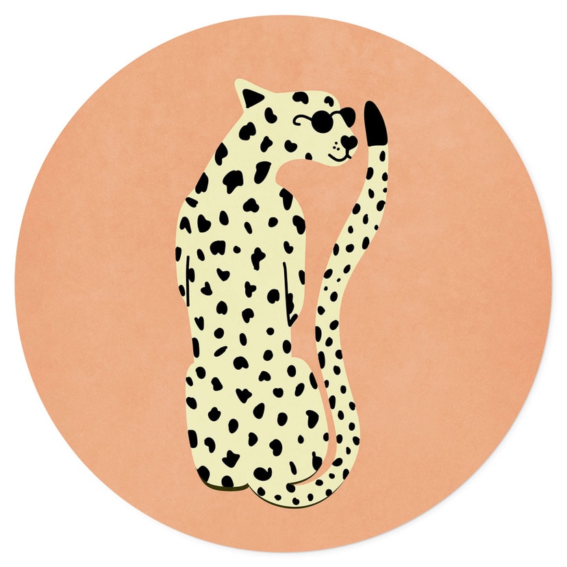 Elegant gepard med solbriller Wallsticker - Oltmanns - Rund