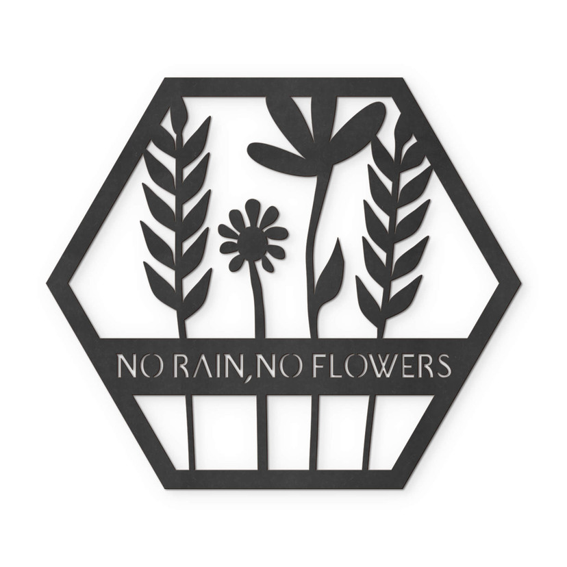 MDF - Dekoracja drewniana - Kwiaty w sześciokącie - No Rain No Flowers