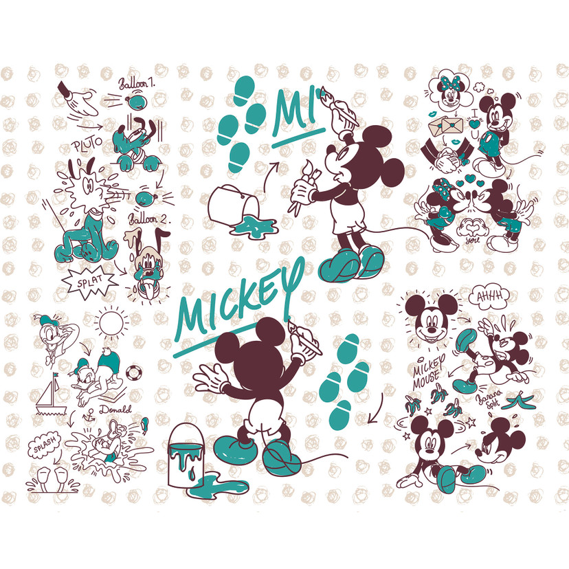 Non-woven tapet - Mickey og venner - 350 x 280 cm