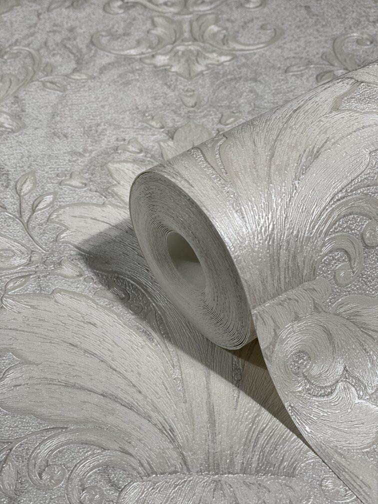 Vliestapete Ornament Struktur Modern, Opulent, Barock in Grau