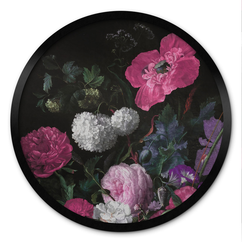 Poster bloemenboeket in Mignon-stijl - Bloemdecor - Rond