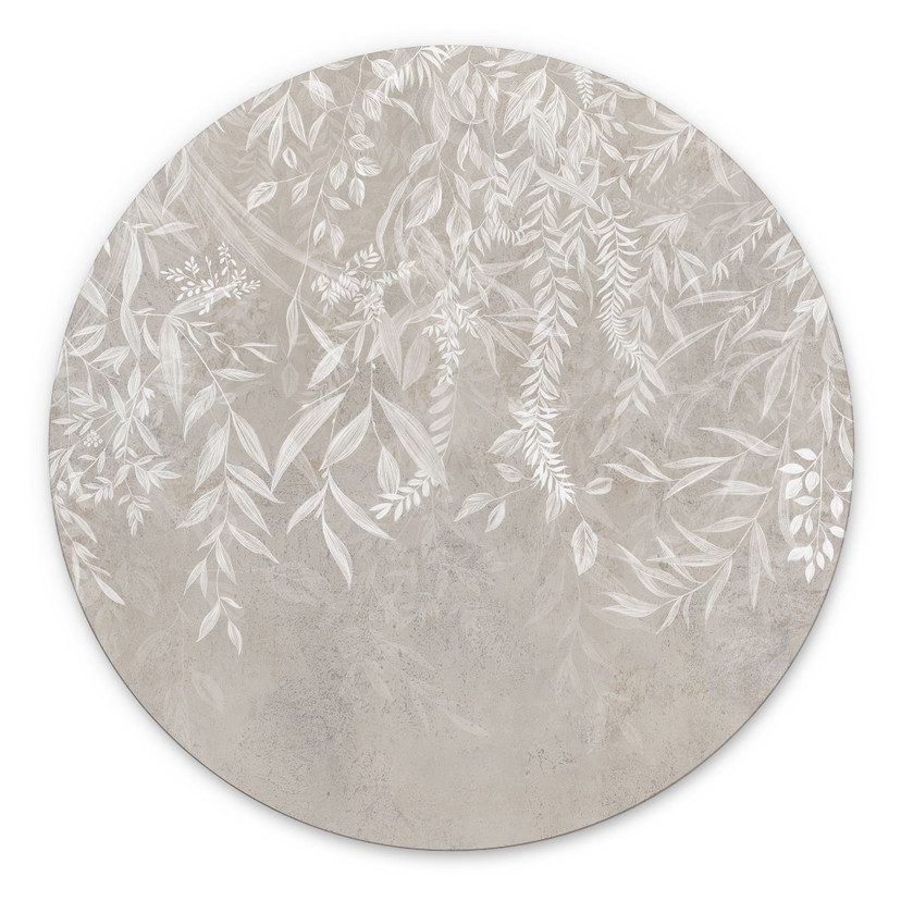 Wanddecoratie Elegante wilgentakken in beige - Ms Tiff - Alu-Dibond Rond