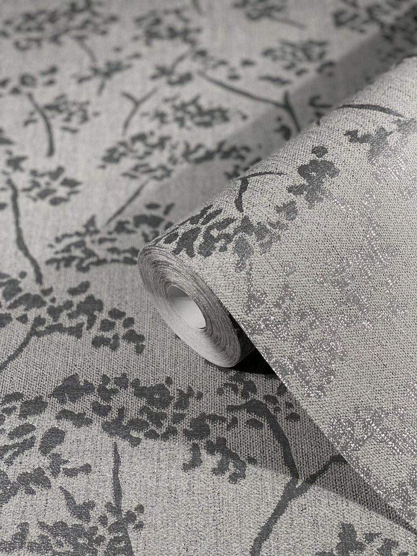 SCHÖNER-WOHNEN non-woven tapet, tekstureret tapet grå, sølv