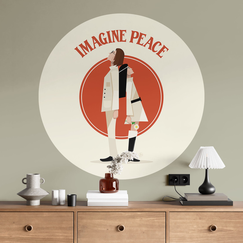 Naklejka na ścianę Imagine Peace - Two for peace and hope - Retrodrome - Round