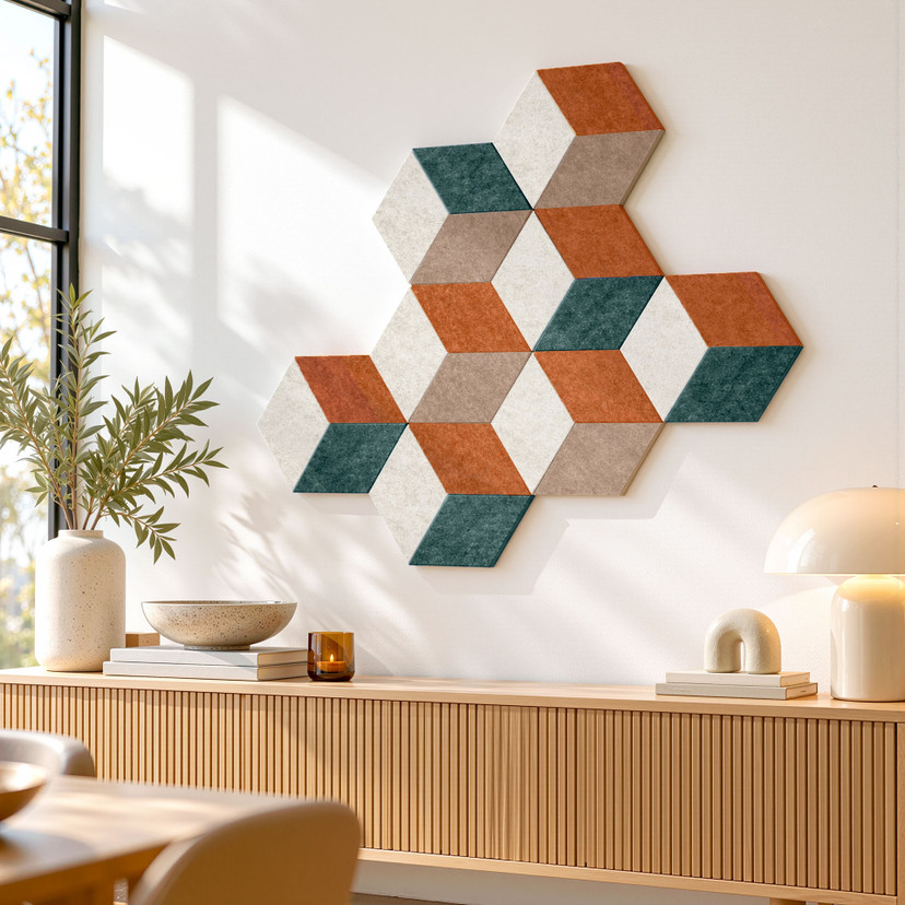Déco murale en feutre Losange 3D Hexagone | Décoration murale & isolation phonique