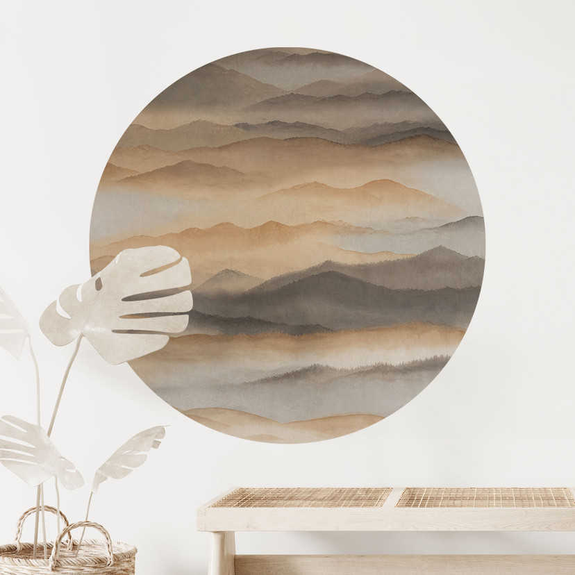 Wallsticker Roerich Silence - Varmt Bjerglandskab - Sir Edward x Grigory Gladarev - Rund