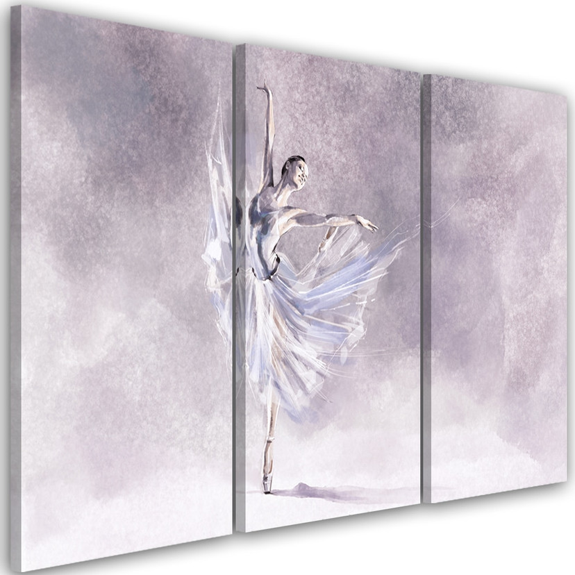 Lærredstryk 3 dele, Ballerina Pirouet