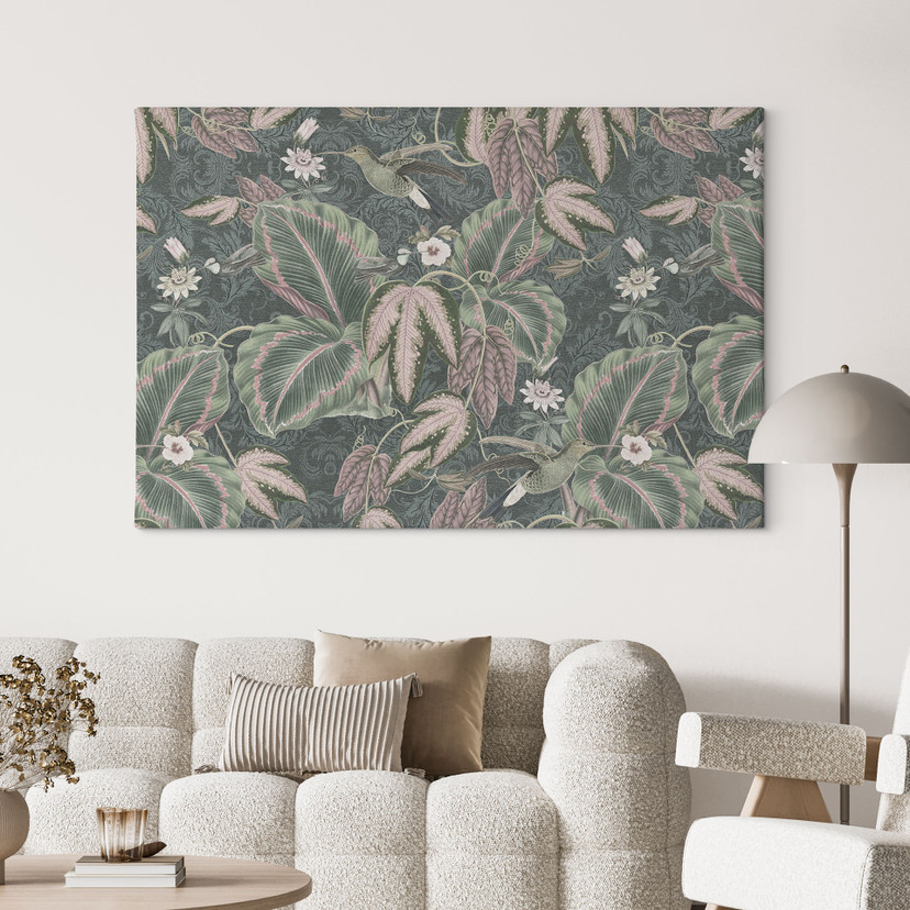Canvasbillede Kolibri i en tropisk skov - Bloomery Decor