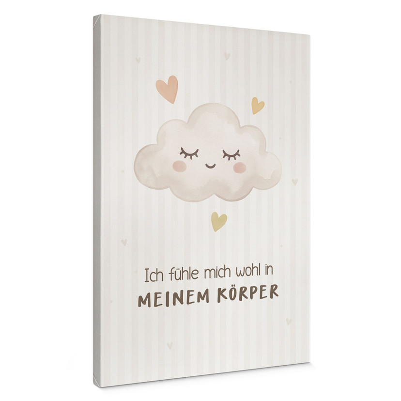 Leinwandbild mit Wolke - Affirmation 'Ich fühle mich wohl in meinem Körper' für Kinder