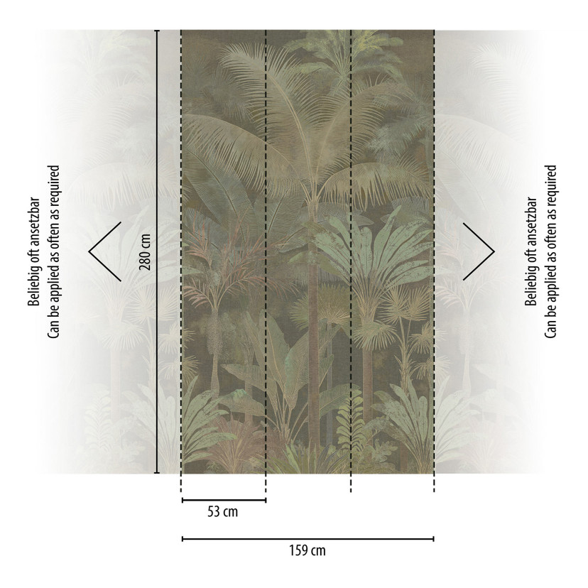 Papier peint photo palmiers jungle extensible beige vert 159x280 cm Papier peint intissé