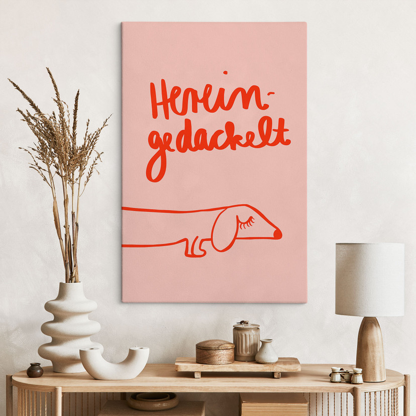 Leinwandbild Lustiges Hundemotiv mit Dackel - Arnold