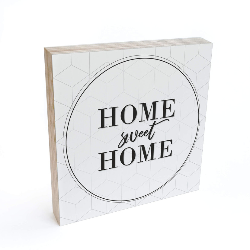 Billede af træ til at sætte op - Home sweet home - 15x15 cm