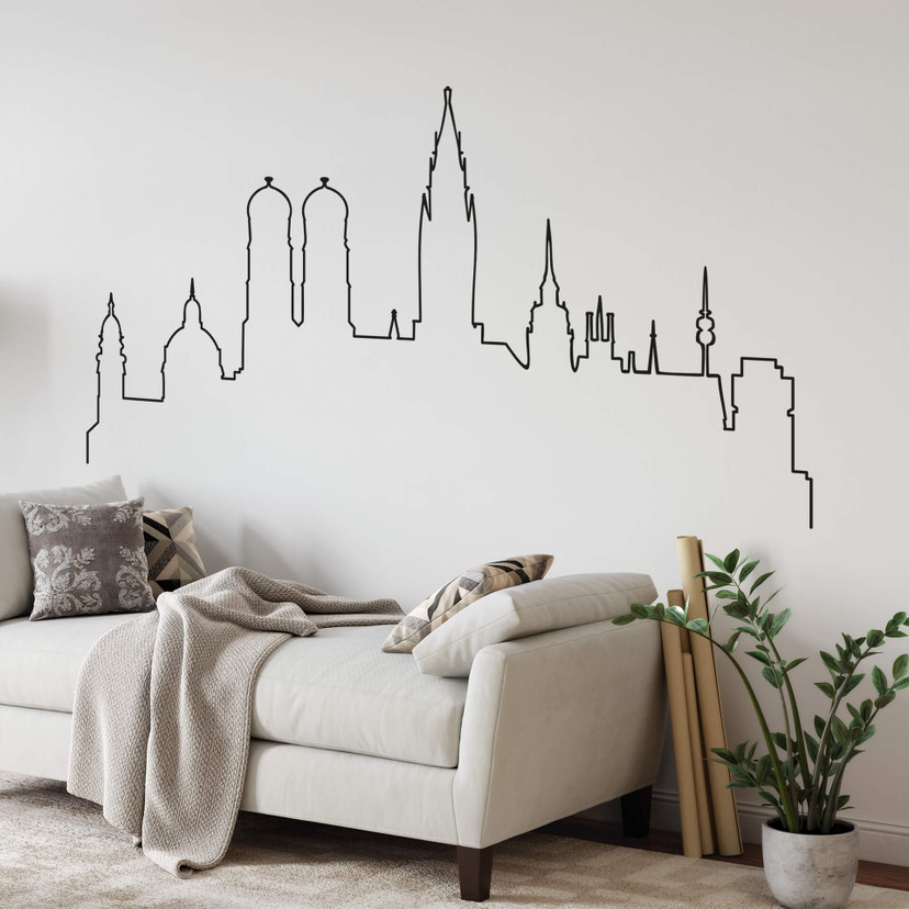 Muursticker Munchen Skyline Outline