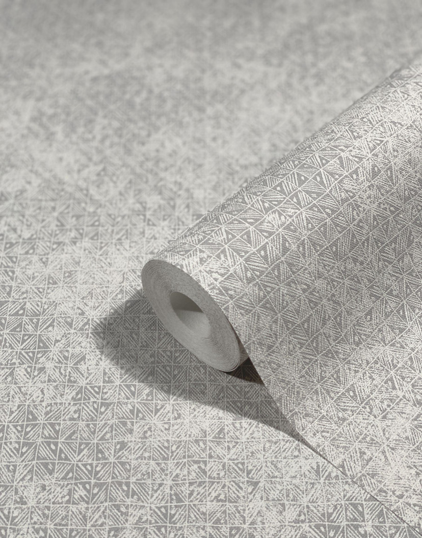 Grafisk tapet, non-woven vægbeklædning Novamur Yvi grå