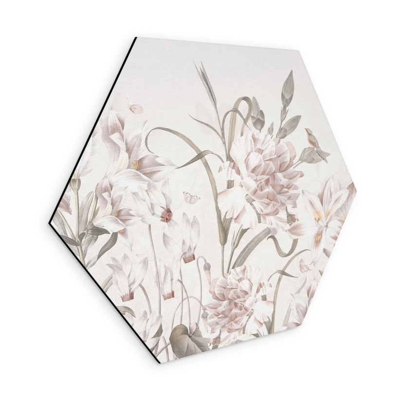 Tableaux hexagonaux pré fleuri en rose clair - Bloomery Decor - Alu-Dibond