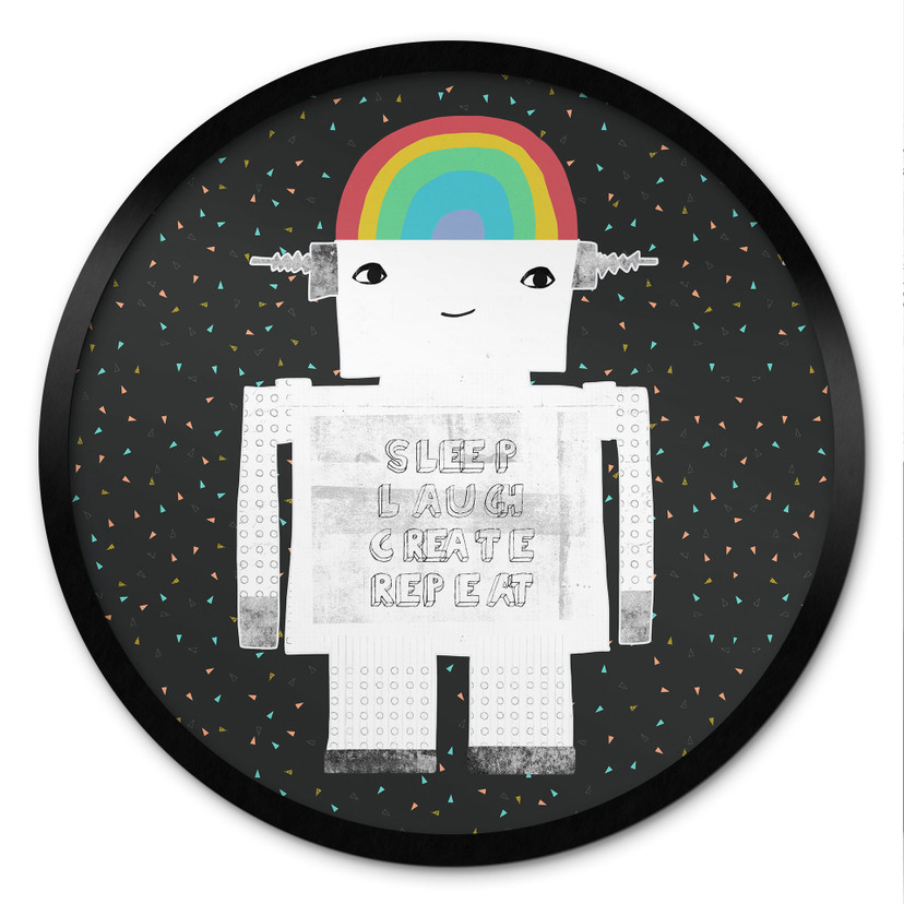 Plakat Rainbow Robot Sleep Laugh Create - Treechild - okrągły