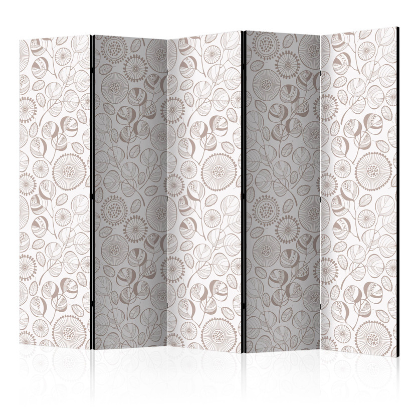 Screen room divider - Grene i bevægelse, 5-delt - 225x172 cm