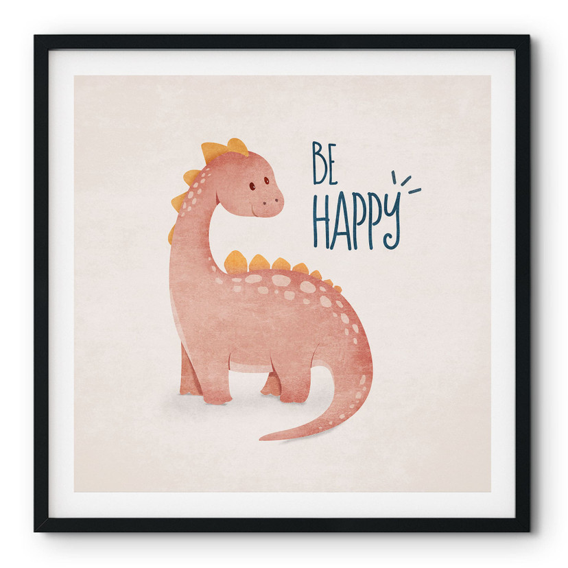 Plakat Dino Be Happy - Brachiozaur - Tunaboylu - Kwadrat