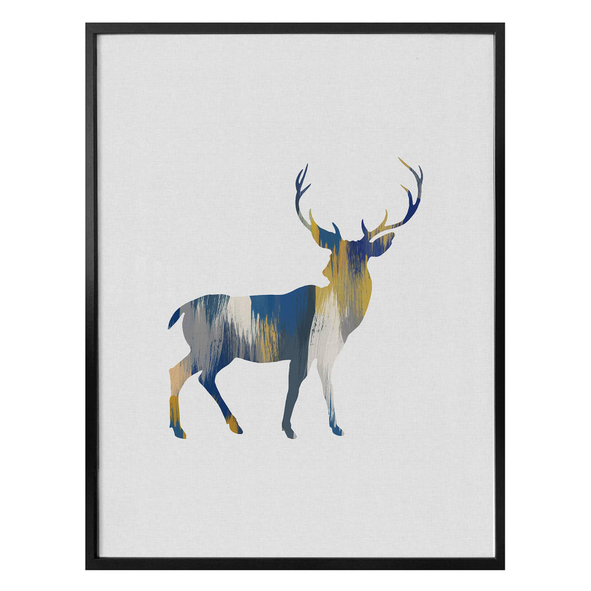 Plakat Orara Studio - niebieski i żółty jeleń