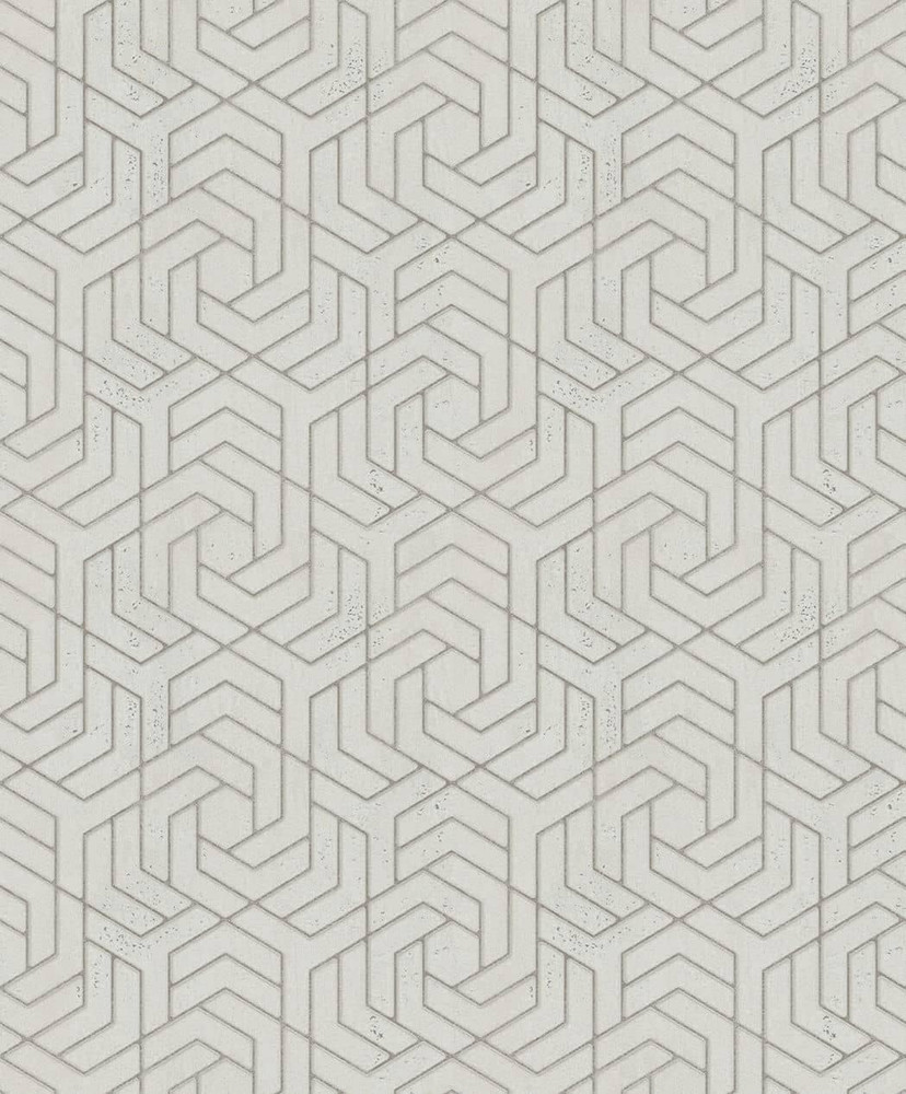 3D-look grå grafisk non-woven tapet