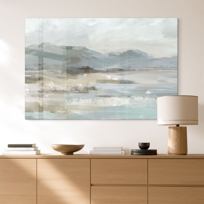 Glasbild Sanfte Küstenlandschaft grau - Cheney