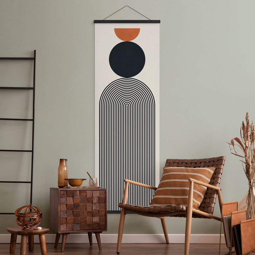Tekstil plakat Abstrakte linjer og cirkler i harmoni - Costa - Panorama