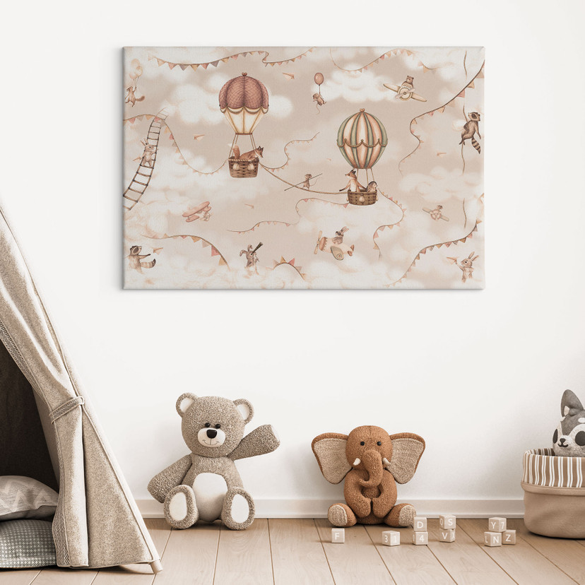 Tableau sur toile Aventure Animalière en Montgolfière - Oliver Robins