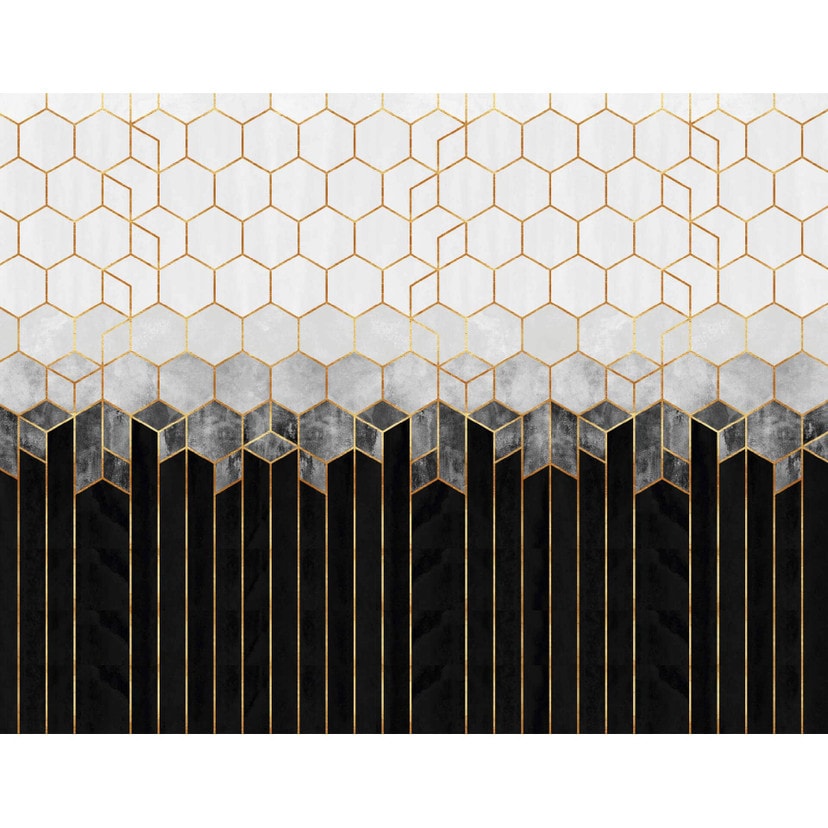 Fototapet - Frederiksson - Black & Grey Hexagons