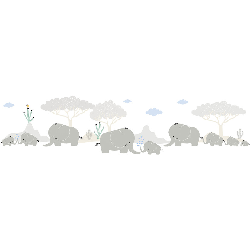 A.S. Création Lovely Kids Frise autocollante enfant - Gris, Bleu