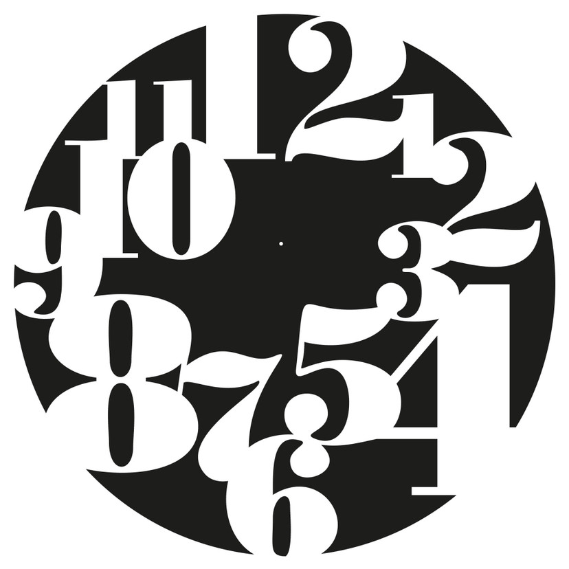Sticker mural - Horloge Typographie en négatif