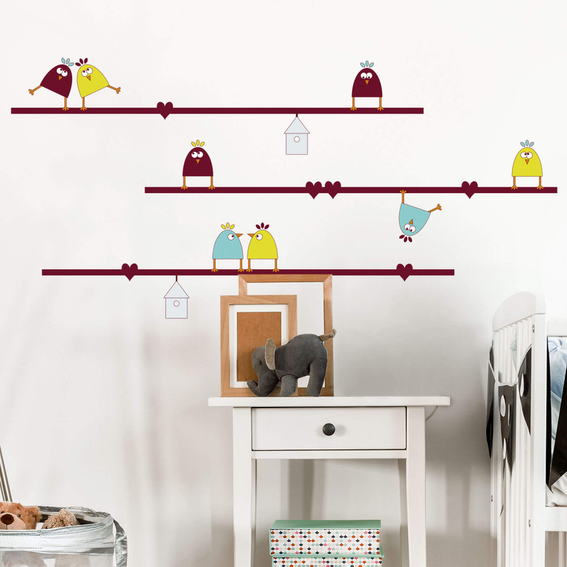 Wallsticker Fugle på en Snor