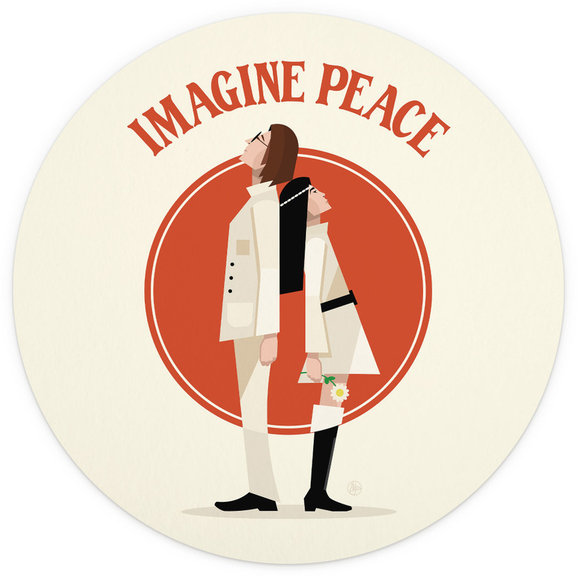Papier peint Imagine Peace - Deux pour la paix et l'espoir - Retrodrome - Rond - papier peint intiss