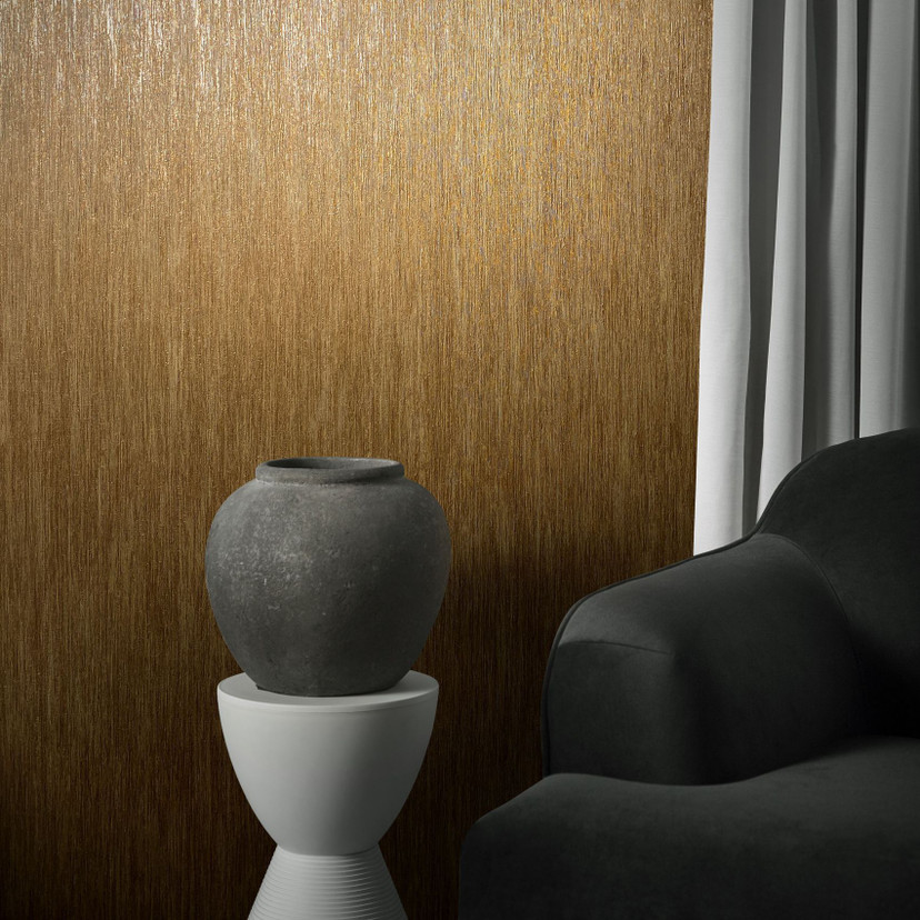 Ensfarvet non-woven tapet Natural Opulence brun