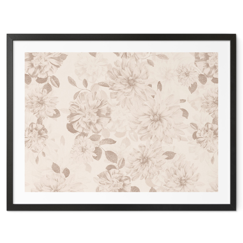 Blumen Poster Dahlien Shabby Chic Beige - Bloomery Decor