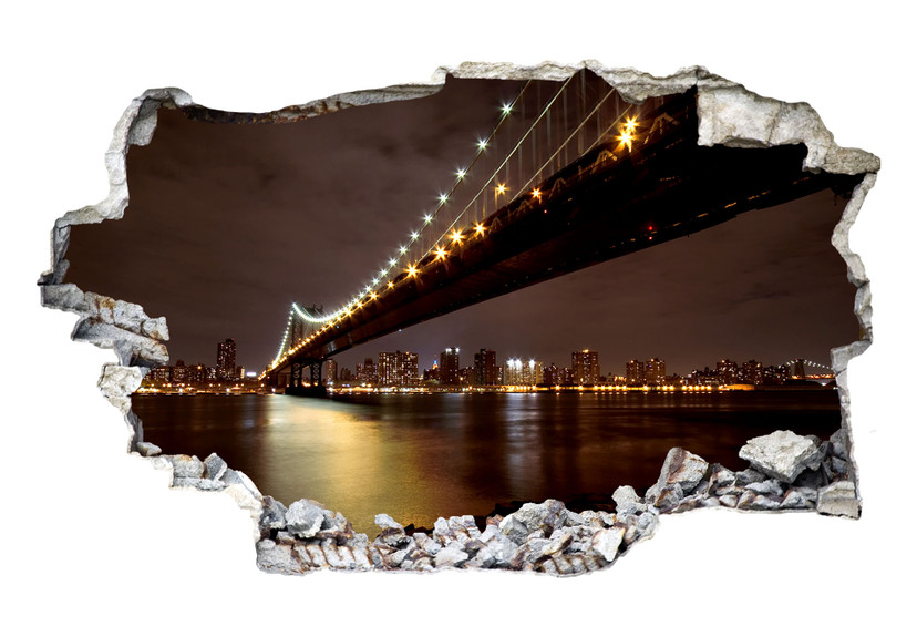 3D Wallsticker Manhattan Bridge om natten